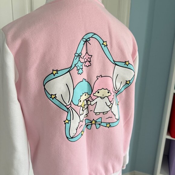 Kawaii Little Twin Stars Pink and White Varsity Jacket - Picture 8 of 11
